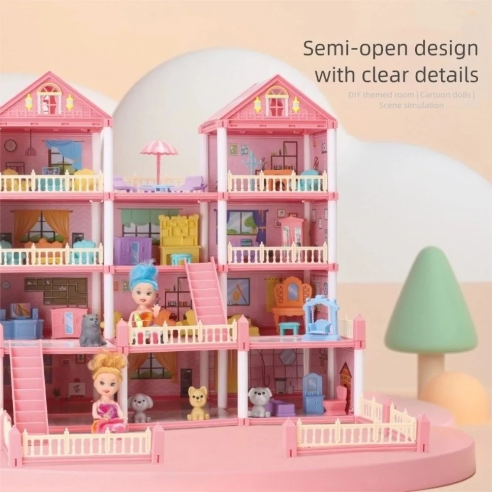 

Creative 3D House Set with LED Lighting Miniature Furniture Role Play Gift Castle House Girl