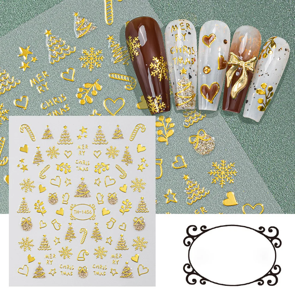 Nuovi adesivi natalizi per nail art fai da te 3D abbronzanti glitter albero di Natale cervo fiocco di neve vendita calda INS decalcomanie per nail art