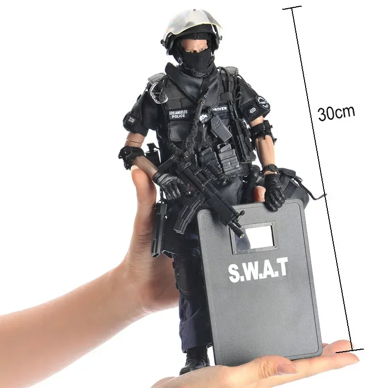 30CM SWAT POINT-MAN Figurka Akcji Specjalnej Policji, Lalka z Ruchomymi Częściami z Podstawką, Zestaw Model Żołnierza w Skali 1/6, Zabawki Wojskowe dla Chłopców na Prezent