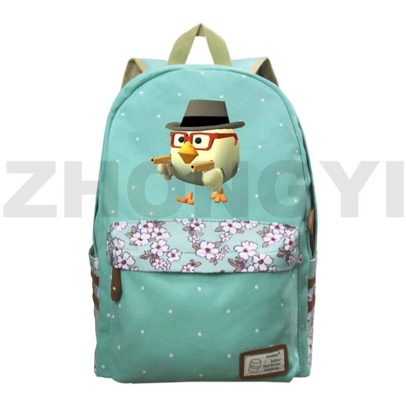 Mochila Floral de gran capacidad para mujer, bolsa deportiva de viaje para estudiantes, juego de pistola de pollo, mochilas escolares de lona para ordenador portátil