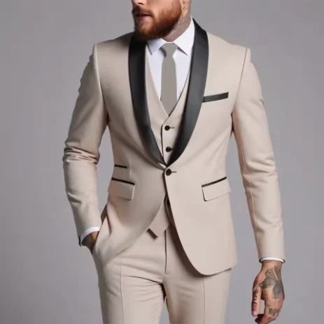 Luxury Men 3Pcs Business Suit Customized Single Button Jacket Vest Pants Wedding Groom Tuxedo Elegant High-Quality Tailored Fit