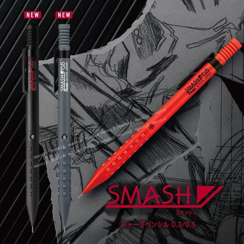 

Японский механический карандаш Pentel Q1005, металлический бизнес SMASH для рисования, графитовый профессиональный карандаш 0,5 мм, противоскользящий и тяжелый захват