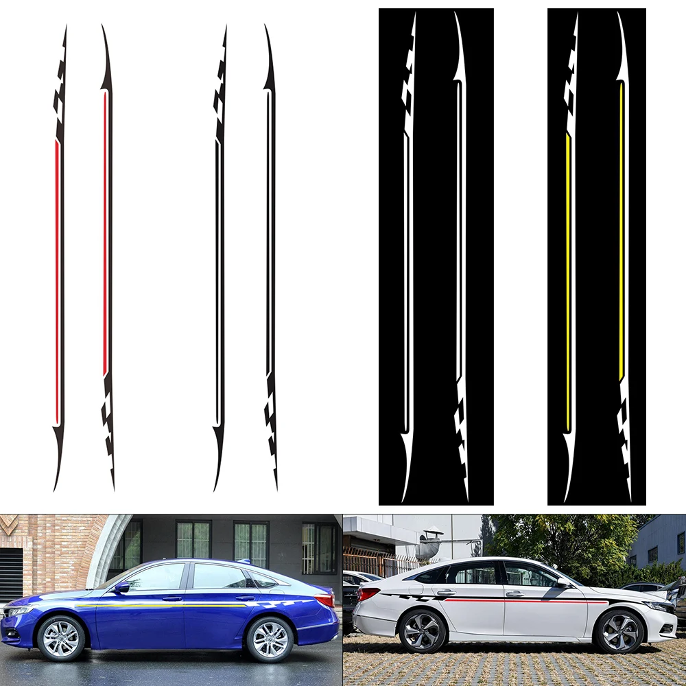 

1 Pair 350x8CM PVC Stripe Pattern Car Stickers and Decals Creative Refit Car Racing Side Body Waist Line Sticker