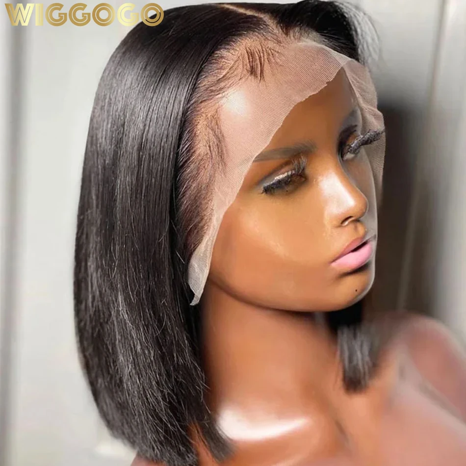 Wiggogo Short Bob Wigs Straight Frontal Wig 13X4 Lace Front Human Hair Wig Hd Lace Wig Hd Lace Frontal Wig 4X4 Closure Wigs