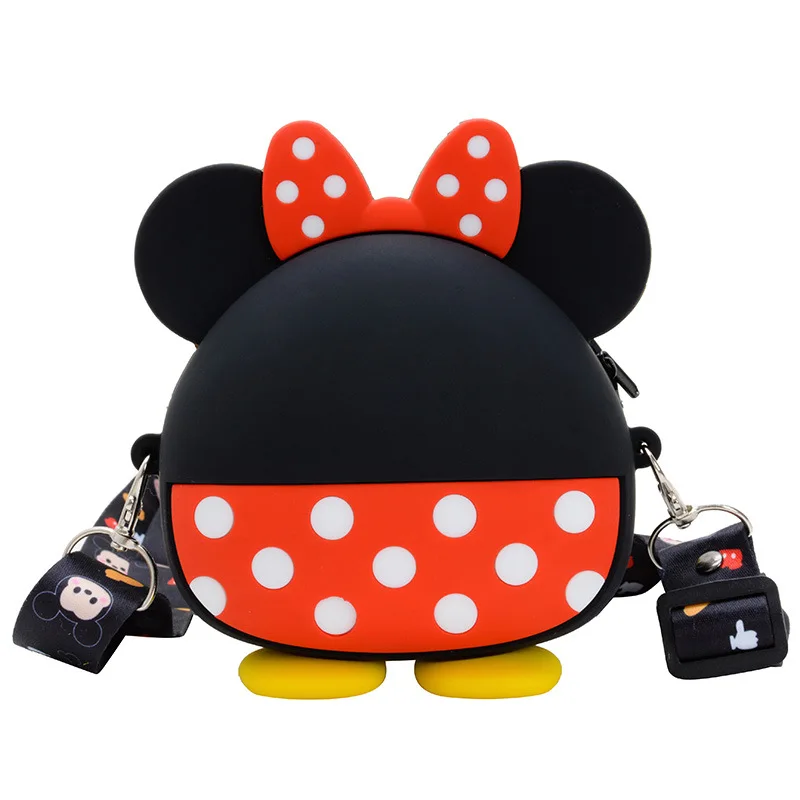 ดิสนีย์เด็กน่ารักกระเป๋าเล็ก Mickey Mouse Mickey Girl แบบพาดสะพายไหล่ข้างเดียวตุ๊กตา Dompet Koin เด็กคริสต์มาสของขวัญ