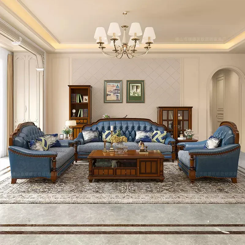 American sofa apartment small apartment living room sofa American solid wood