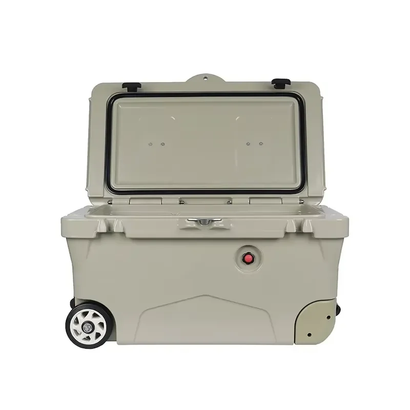 65L Rotomolded Hard Cooler Box with Wheels Large Capacity Ice Chest for Camping Fishing Outdoor Travel Heavy Duty Plastic