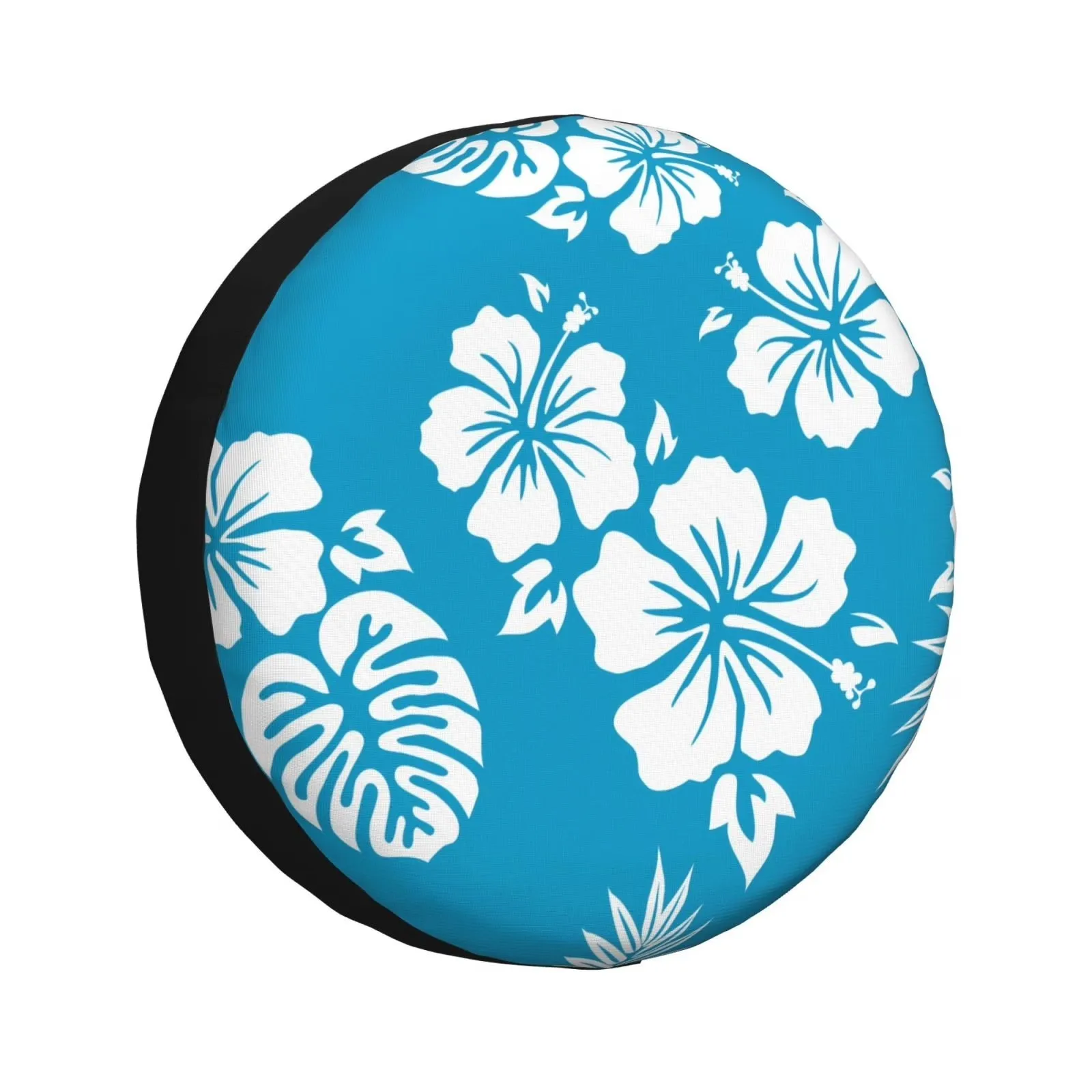 

Tropical Hibiscus Tire Cover Blue Adjustable Spare Cover for Trailer SUV Truck
