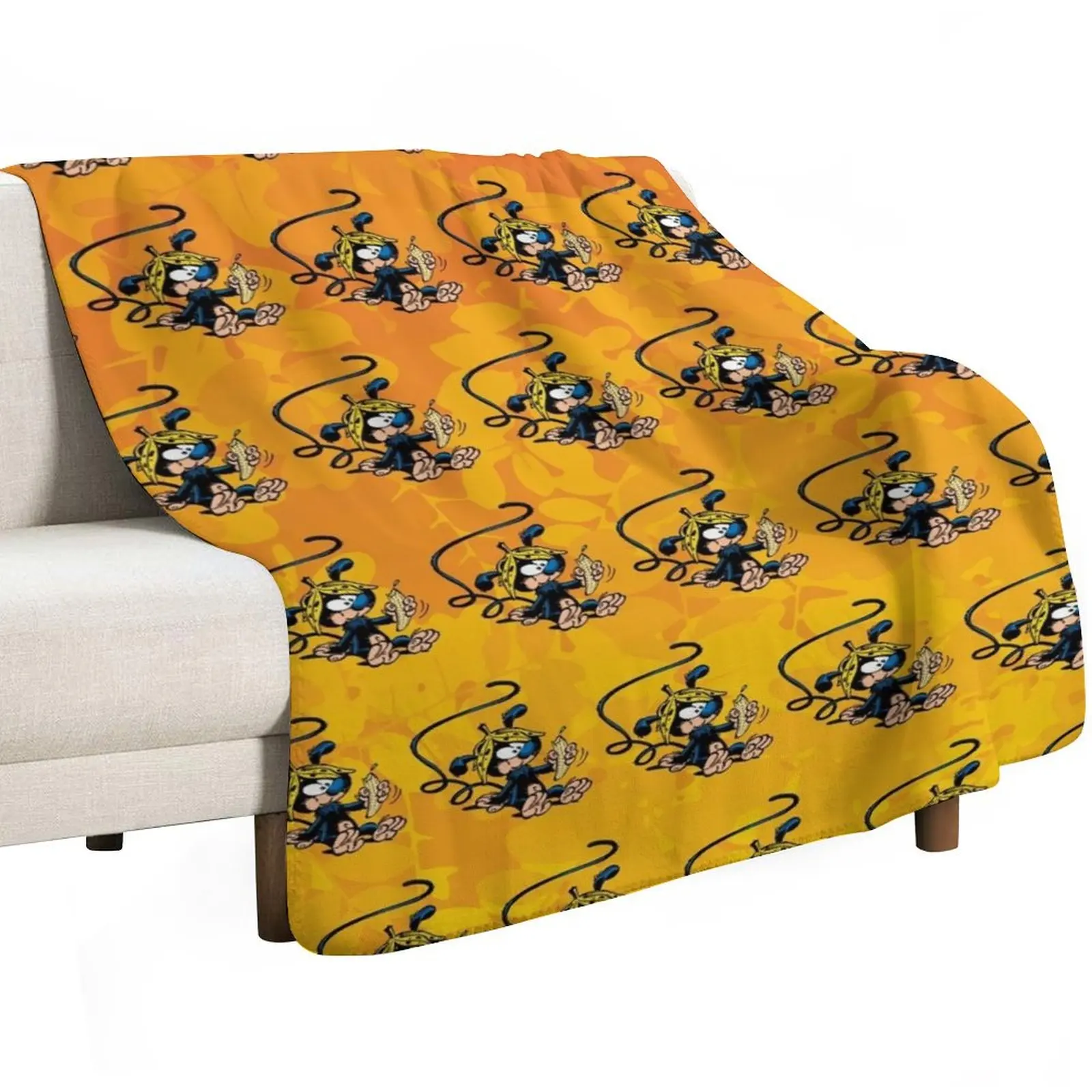 Marsupilami baby eating banana / Orange design / Pattern Throw Blanket Thins Baby blankets ands Thin Blankets
