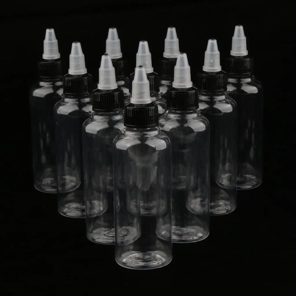 10x Empty Bottles Plastic Bottles Liquid Bottle with Spray Caps for Solvents, Oils