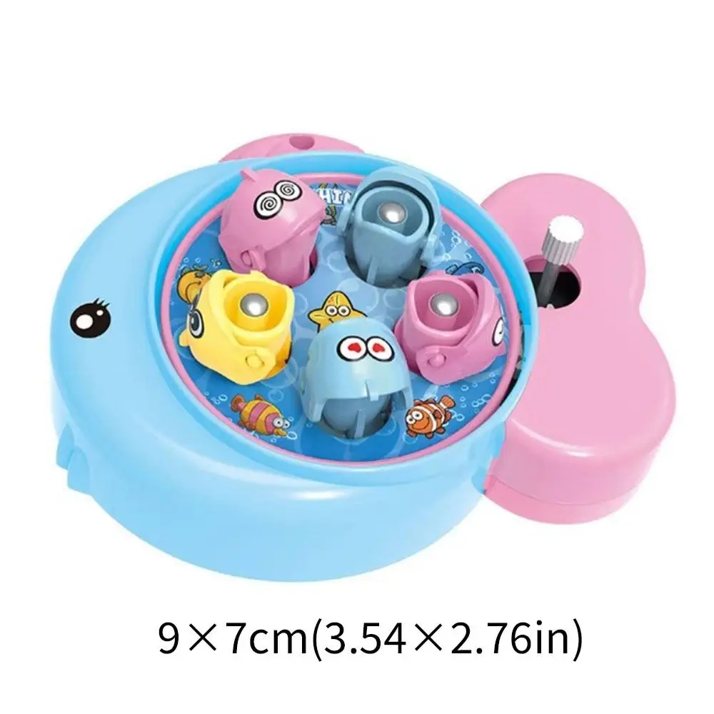 Interactive Magnetic Fishing Toys Mini Spinning Wheel Water Toy Windup Chain Fishing Rod Toys Parent-child