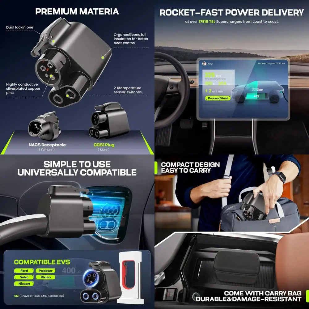 

2025 Upgraded Tesla Supercharger to CCS1 Charger Adapter, [Max 500A 1000V] Fast Charge Electric Vehicle Charging Adapter（Light B