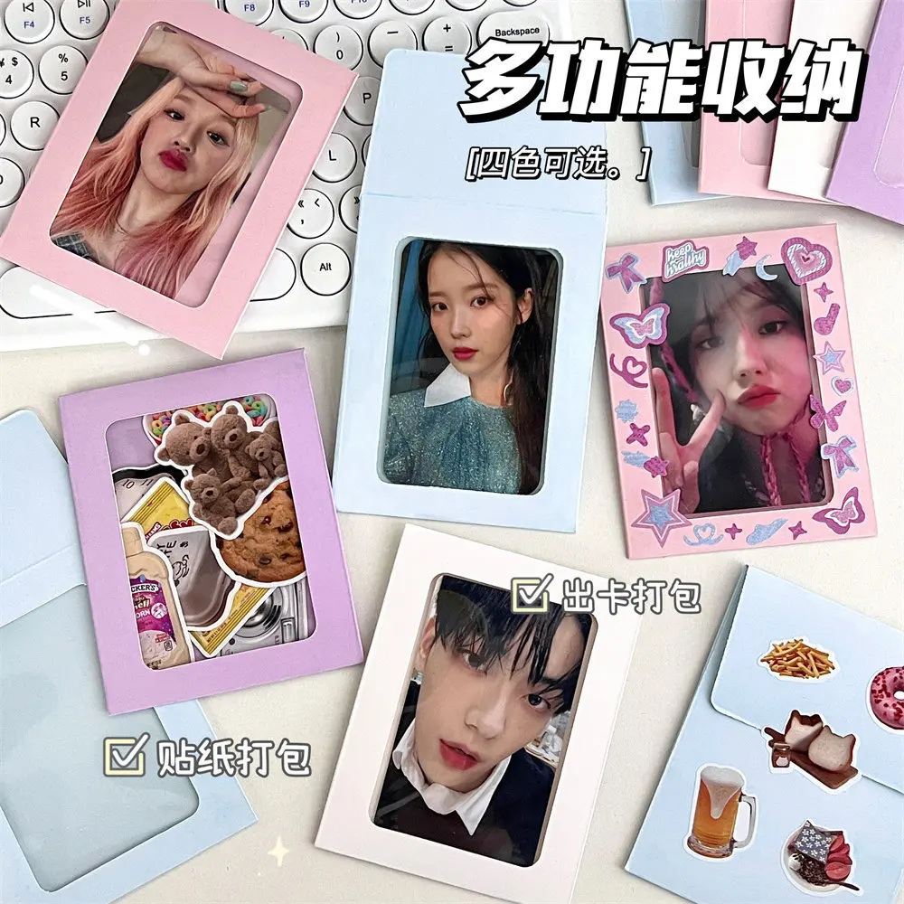 10Pcs/pack Paper Envelope Card Sleeves Macaron Color Idol Photo Card Holder Card Packaging Protective Bag Photocard Holder