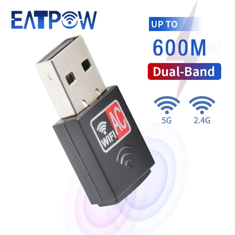 EATPOW-adaptador WiFi inalámbrico para ordenador portátil y de escritorio, dispositivo de doble banda, 150/300/600Mbps, 2,4G/5Ghz, 802.11ac