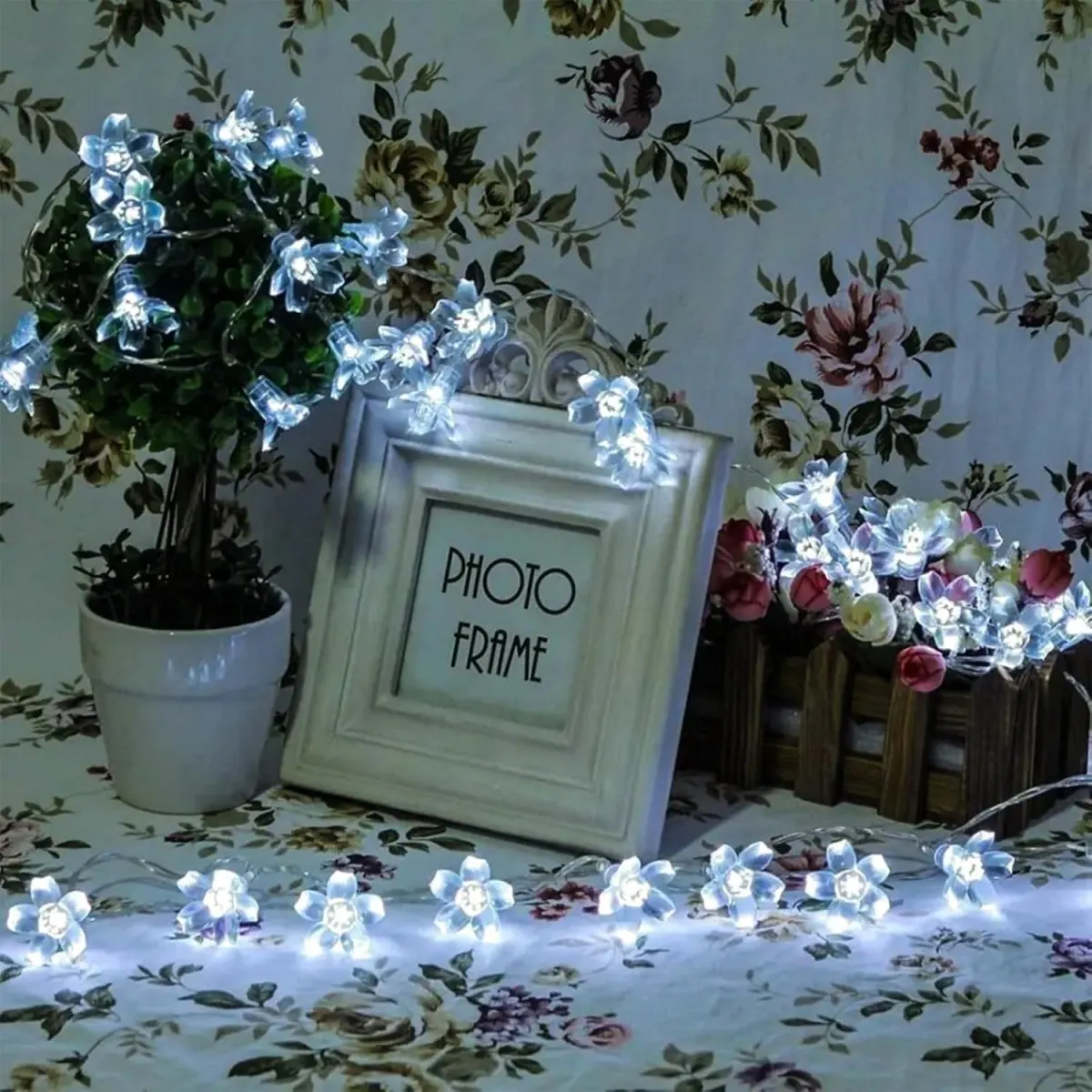 1pc 10M 80LED Cherry Blossom Flower String Lights With 8 Lighting Modes USB Powered for Home Garden Party Festival Decoration