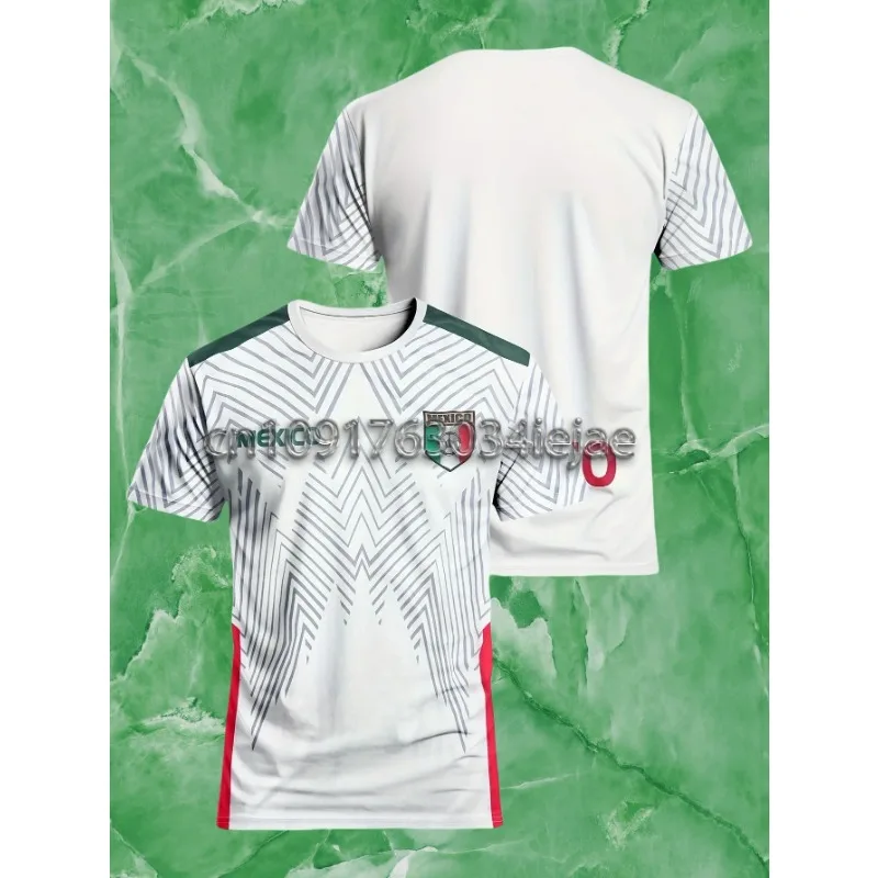 

MOTO-Mexico Football Jersey T-shirt Men Clothes Street Casual Crewneck Tee Shirts 3D Print Stripe Fashion Sport Team Tee Top