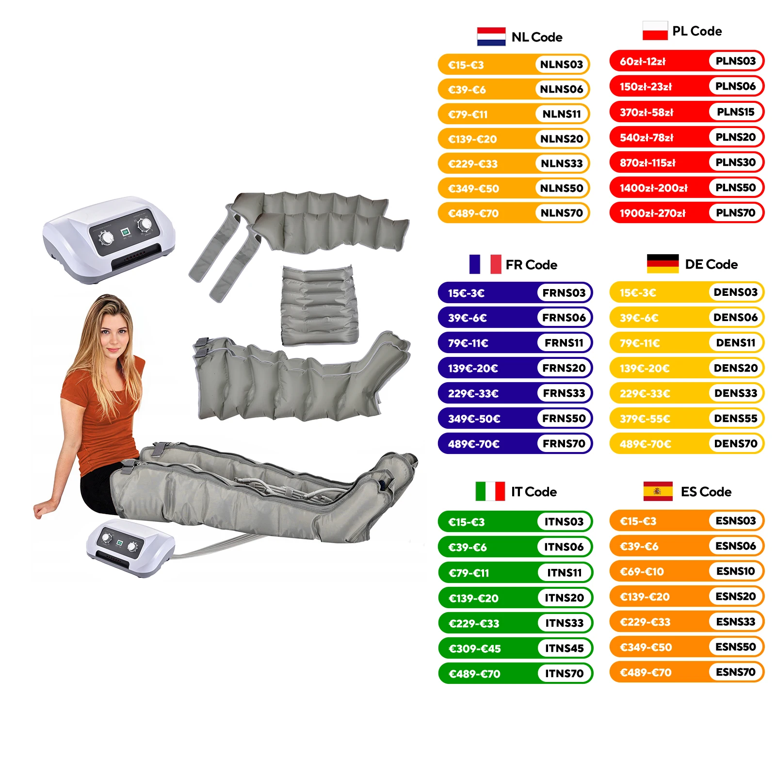 6-Kammer-Luftwellen-Kompressionsmassagegerät, Ganzkörper-Luftkompressionsmassagesystem, Kompressionspumpen-Freizeitsocken für Füße, Bein- und Fußmassagegerät für Durchblutung und Muskelentspannung,
