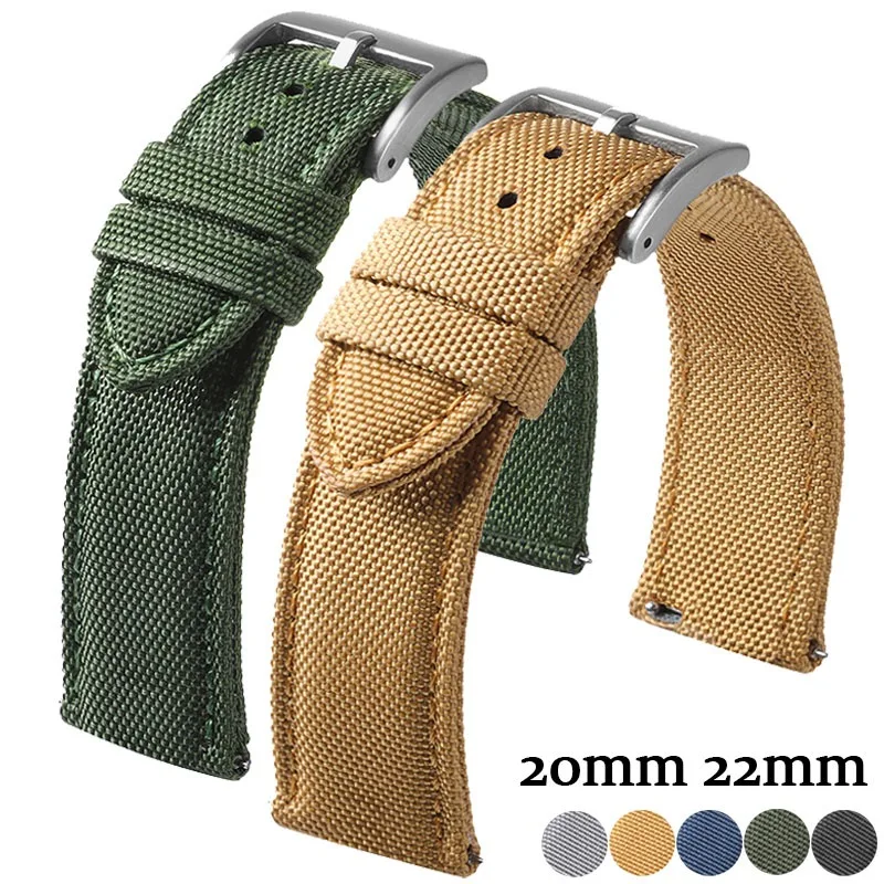 20mm 22mm Waterproof Sailcloth Watch Strap Two-Sided Nylon Watchband Quick Release Band Sport Belt for Rolex for Seiko Bracelet