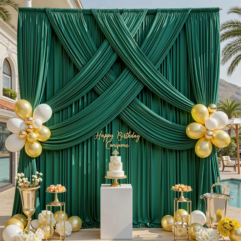 Rideau de fond sans plis en tissu polyester soyeux pour draperies de plafond de mariage, décoration de scène et de photographie d'anniversaire