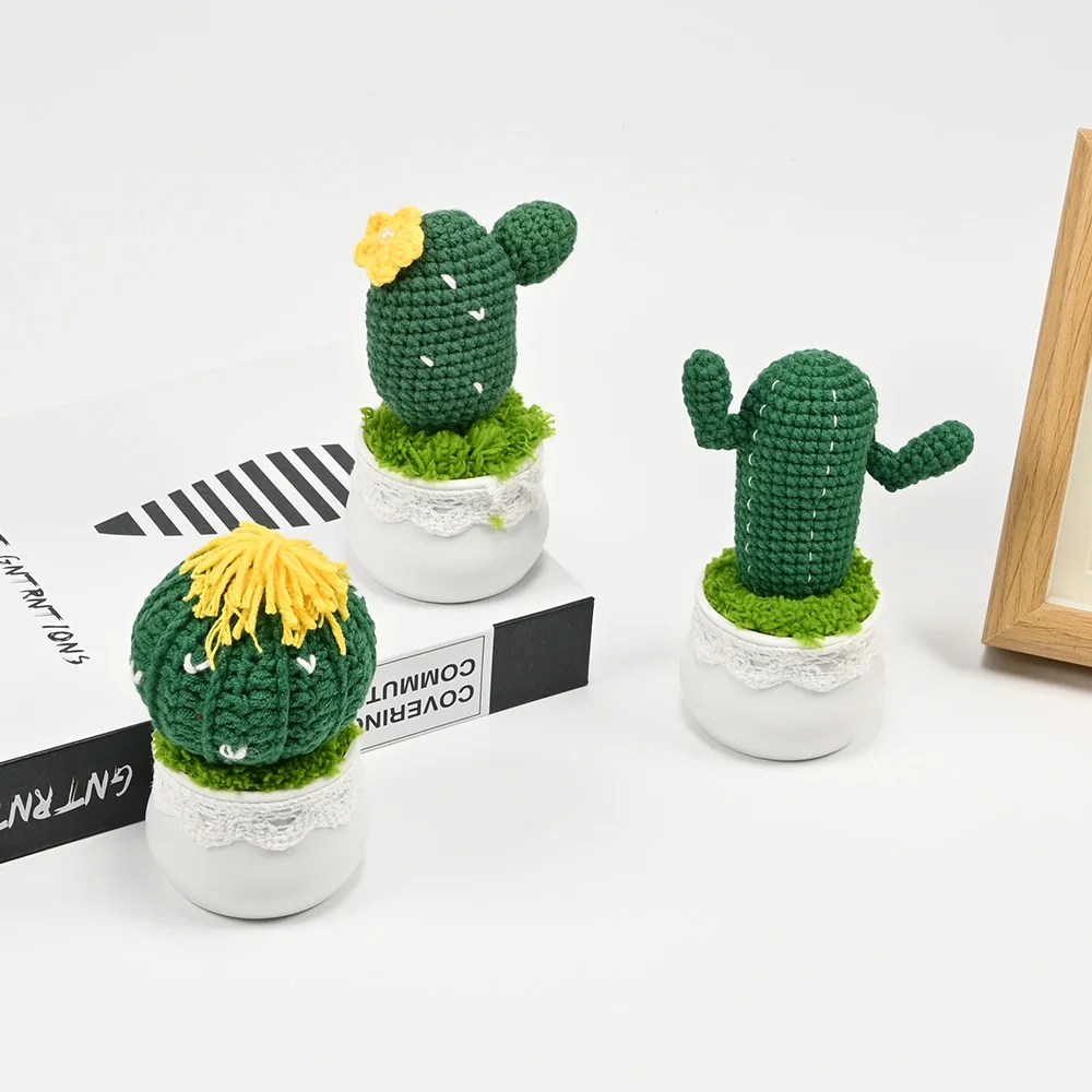 Haak Vetplanten Bonsai Kunstmatige Cactus Bloemen Hand-Gebreide Geschenken Voor Thuis Kamer Tafel Desktop Decoraties Accessoires