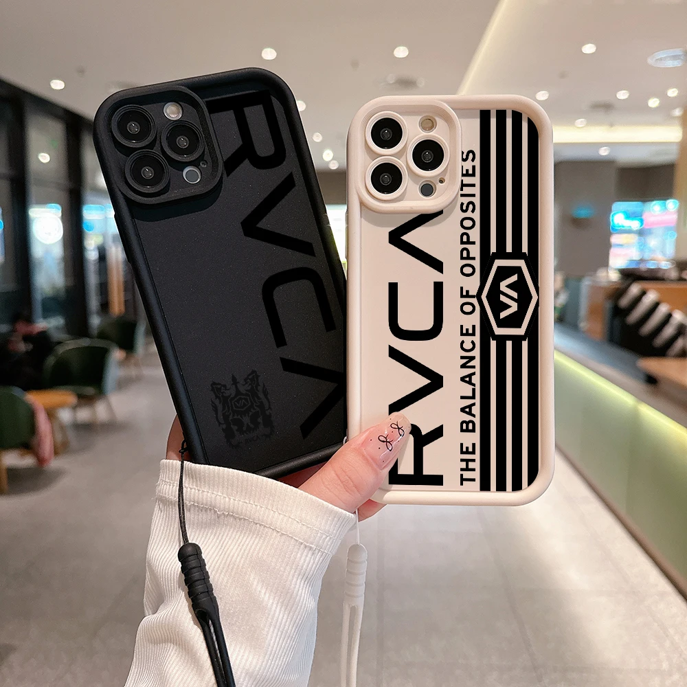 Luxury Brand Phone Case for IPhone 15 14 13 12 11 Pro Max Mini XR XS X 7 8 Plus Soft TPU Back Cover With Hand Strap R-RVCA