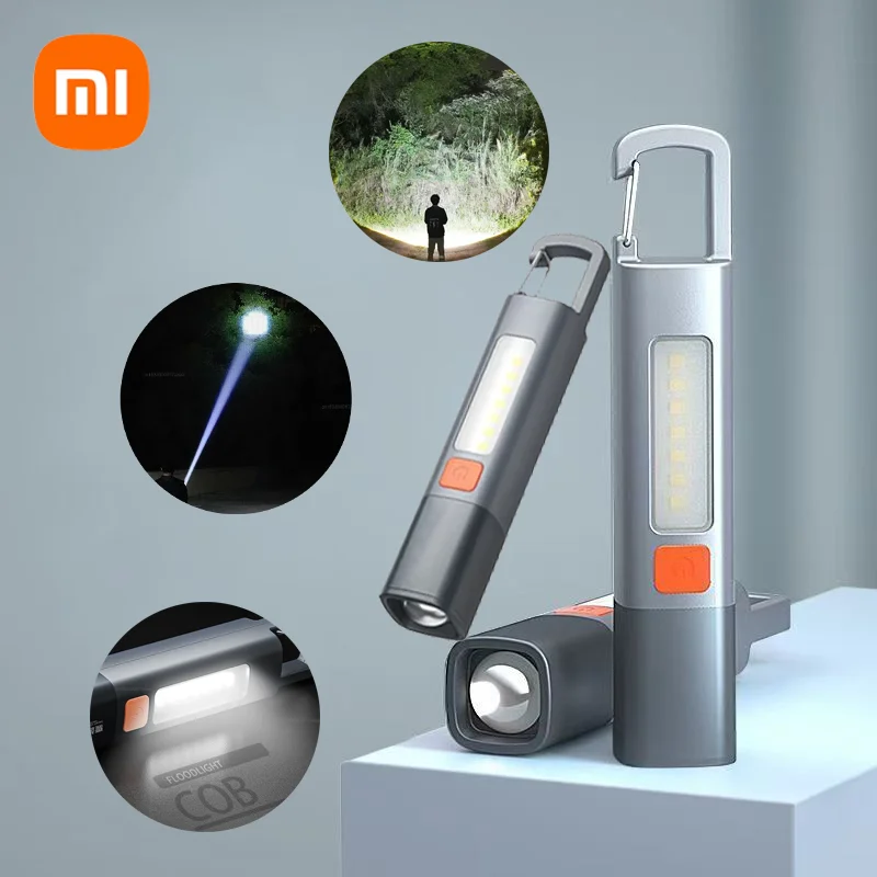 Xiaomi Strong Lighting ABS Flashlamp Charging Portable Outdoor Mini Flashlight Camping Hanging Telescopic Focus COB Side Lamp