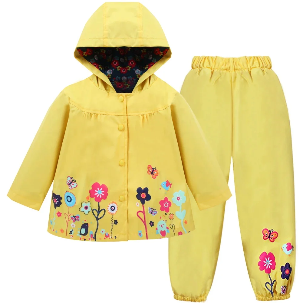 Children\'s Clothing Boys Girls Sets 2024 New Waterproof Raincoat Fashion Clothing Hooded Coat+Trousers 2 Piece Set 1-6 Years Old