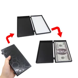 Caja de plástico para cambiar dinero, caja de plástico para trucos de magia, papel roto, tarjeta de restauración, primer plano, ilusiones, accesorios para trucos, juguetes para niños