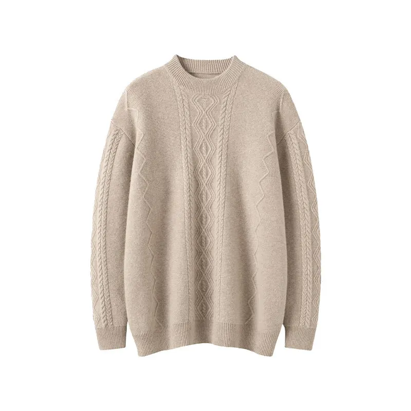 2026 New Fashion Winter Men's 100% Cashmere Sweater Men's Shirt