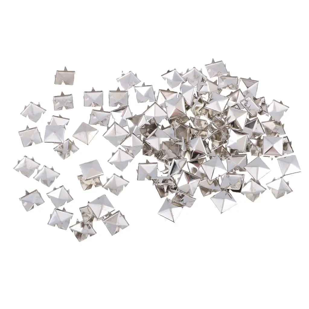 2X 100 Pieces 6mm Metal Square Studs Rivets Punk for Leather Bag Shoes -