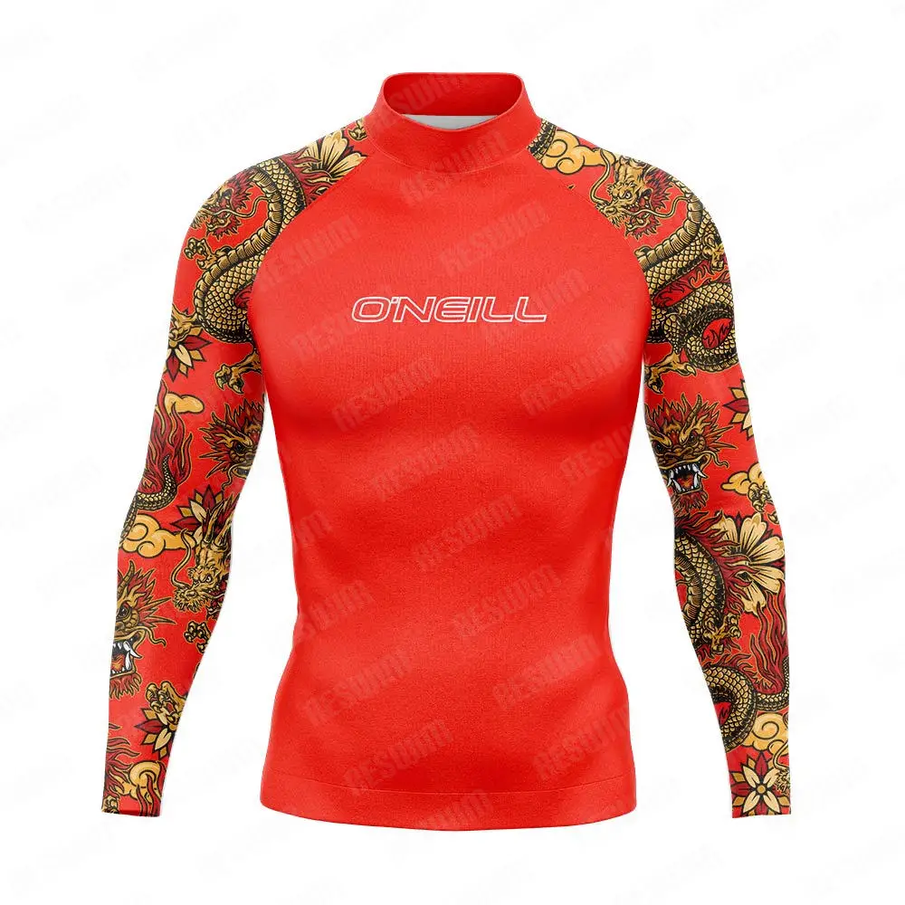 

New Men's Surf Suit Swimming T-shirts Swimsuit Beach UV Protection Shirt Rash Guards Long Sleeve Surfing Suit Diving Swimwear