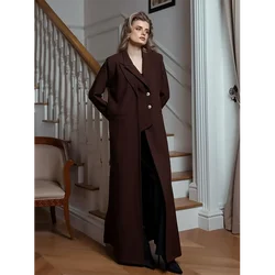 Luxury Abaya Women Long Jacket Single Breasted Female Daily Coat Formal Ankle Length Dress Jaqueta Feminina