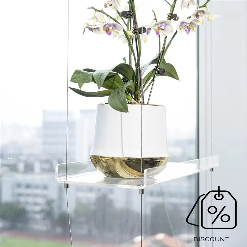 BAAG-3-estantes para plantas de ventana de 16 pulgadas, estante flotante colgante ajustable acrílico, extensor de alféizar de ventana para plantas de interior