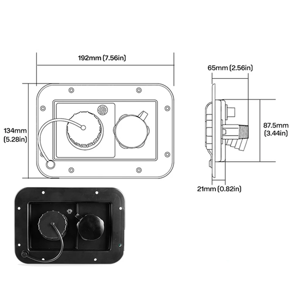 

Gravity Fill Dual Water Inlet Port for RV For Camper with Pressure Relief Valve and Stainless Steel Filter One Way Check Valve
