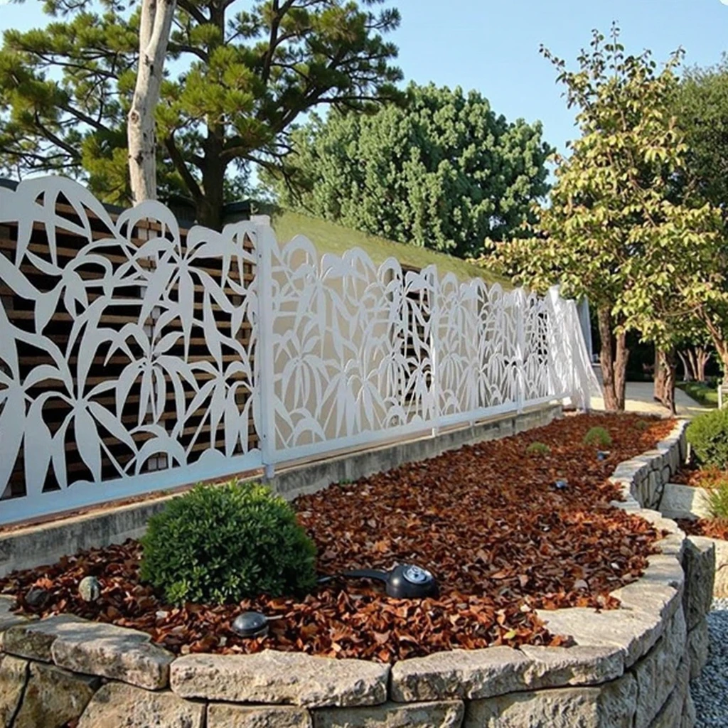Factory Direct Sale Modern  Cut Powder Coated Aluminum Slat Fencing Rot Proof Waterproof Eco-Friendly 3D Modeling Fence