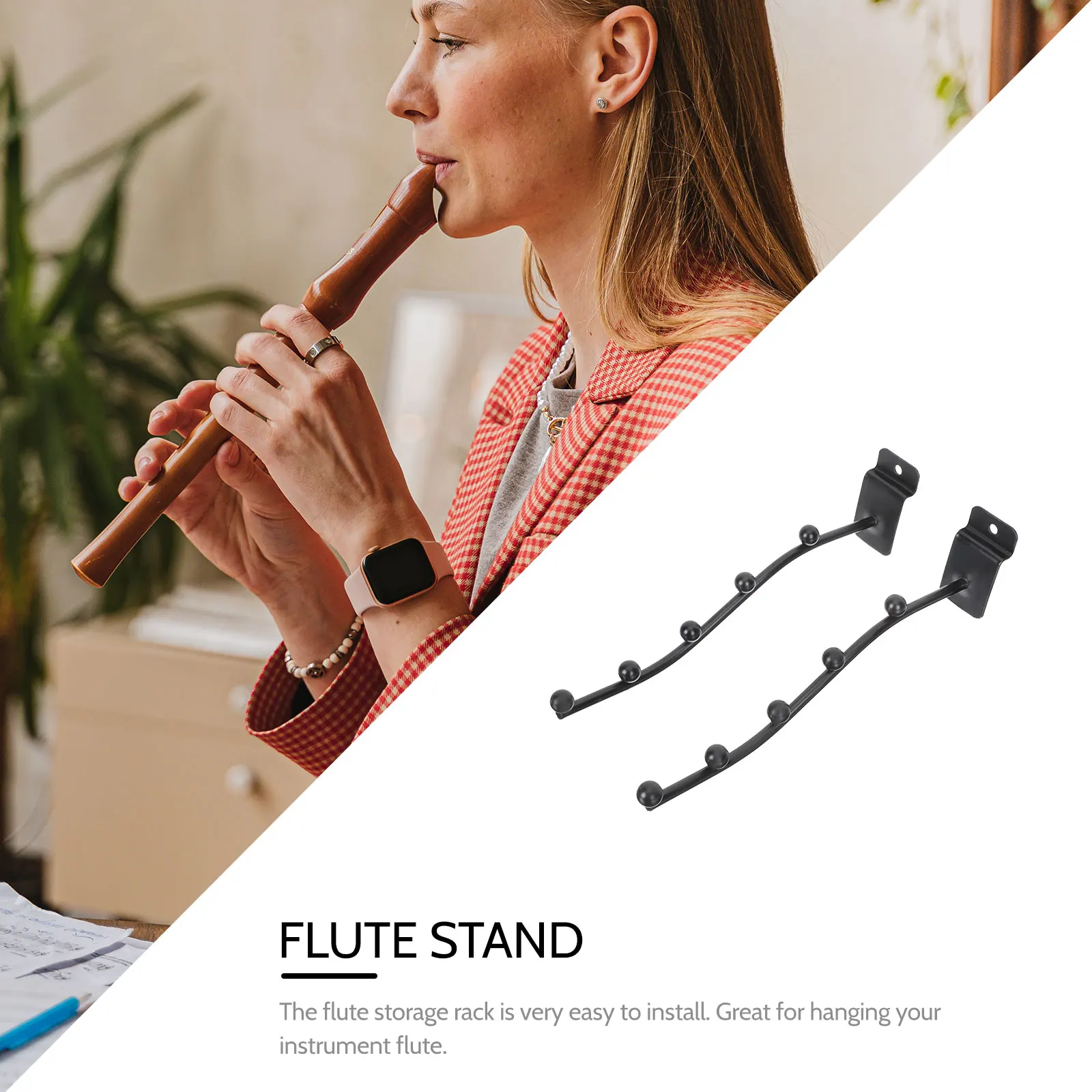 

2Pcs Groove Board Hanging Flute Holders High-Quality Iron Hooks Flute Display Stand Practical Storage Instrument Hanger