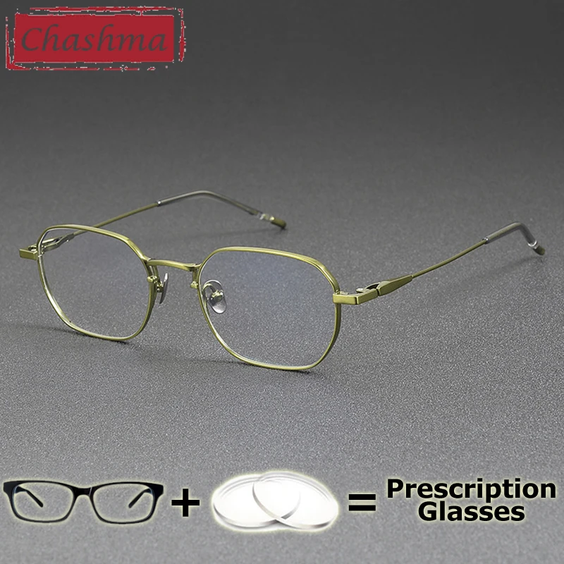 

Chashma по рецепту из чистого титана для мужчин и женщин, маленькие круглые оптические очки, линзы с рецептами, оправа для очков, прогрессивные очки