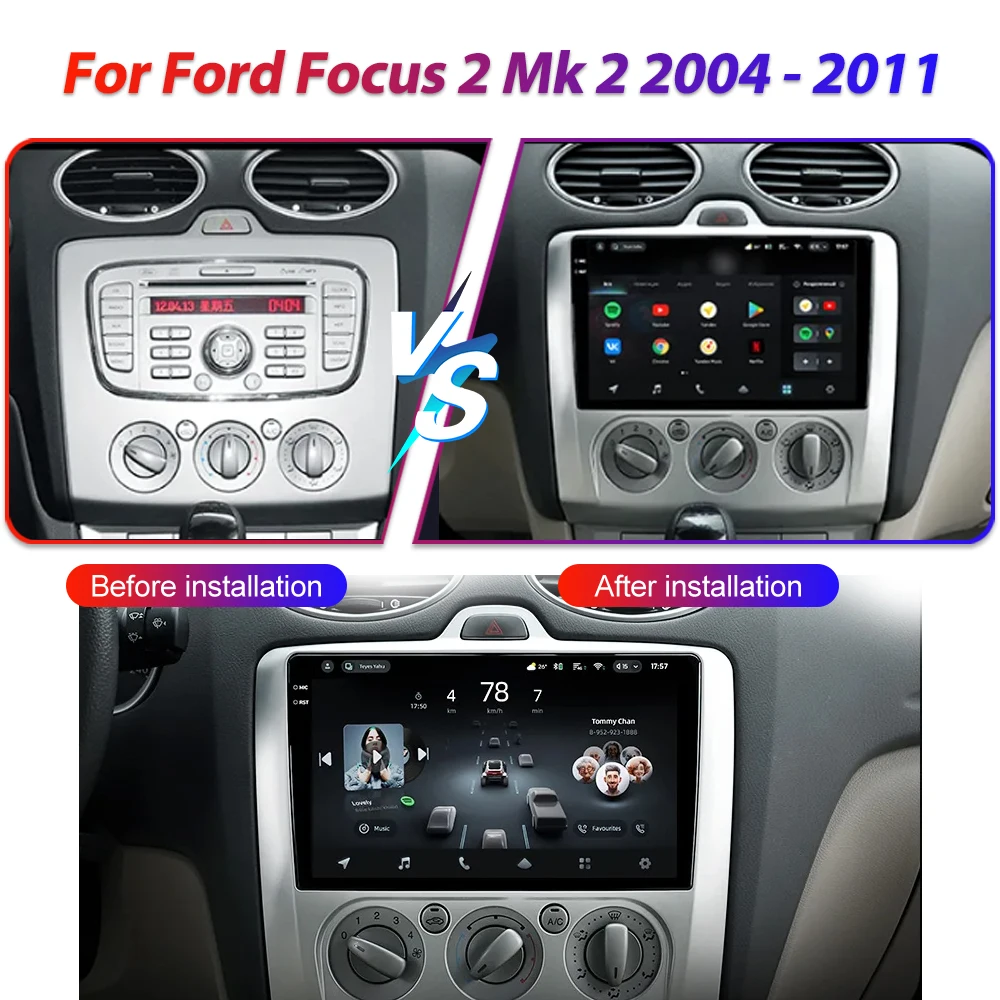 Auto Radio Android 16 For Ford Focus 2 Mk 2 2004 - 2011 Car Radio Stereo Head Unit Multimedia Player GPS Navigation No 2din DVD