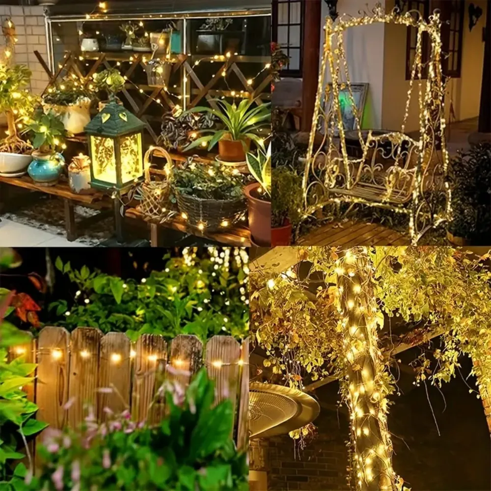 1PC 7M/12M/22M/32M Copper Wire Fairy Light String,Solar-powered,8 Lighting Modes,Used for Wedding,Indoor,Festival,Bedroom,Party