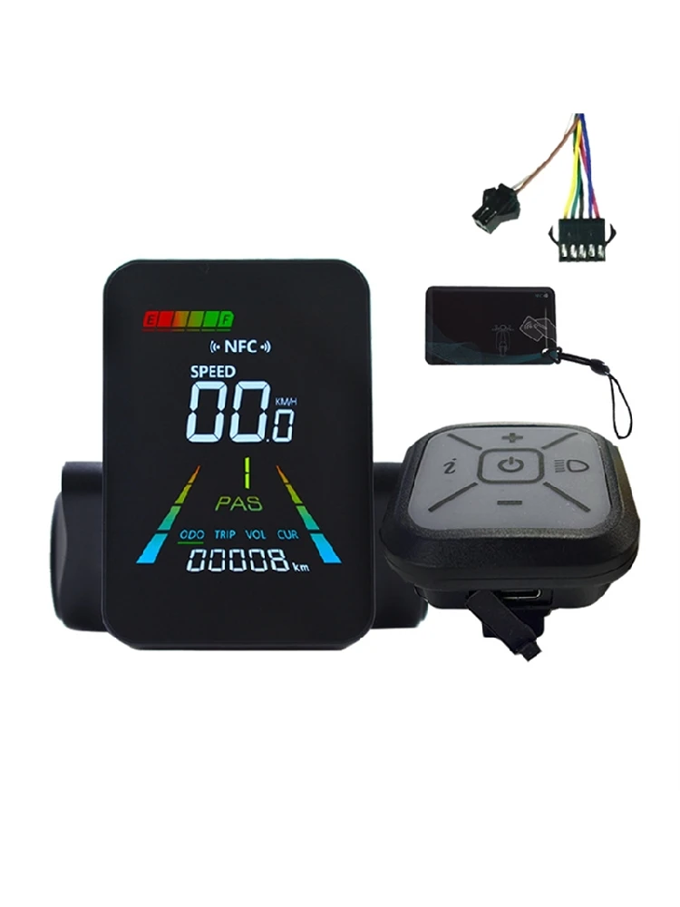 AliExpress NONE F3 Electric Scooter UART 24V/36V/48V/60V NFC LCD Display Color Animated Meter E-Bike Speedometer SM5+ 2PIN