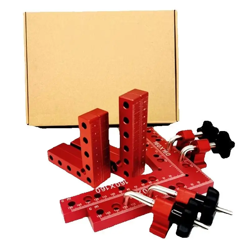 2 Set 160mm Woodworking Corner Clamps Right Angle Ruler 90 Degree L-shaped Auxiliary Square Aluminium Positioning Plates Fixing