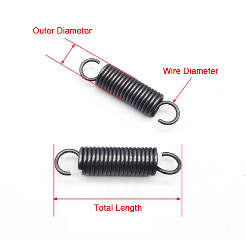 Wire Diameter 1mm Outer Dia 6mm/7mm/8mm/10mm/12mm Open Hook Tension Spring Pullback Springs Coil Extension Spring draught spring