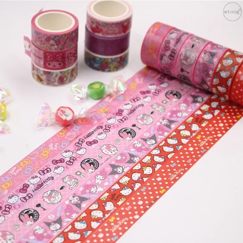 5M Cartoon Anime Cinnamoroll My Melody Hello Kitty Pom Pom Purin Kuromi Little Twin Star Sanrio Stickers Adhesive Tape