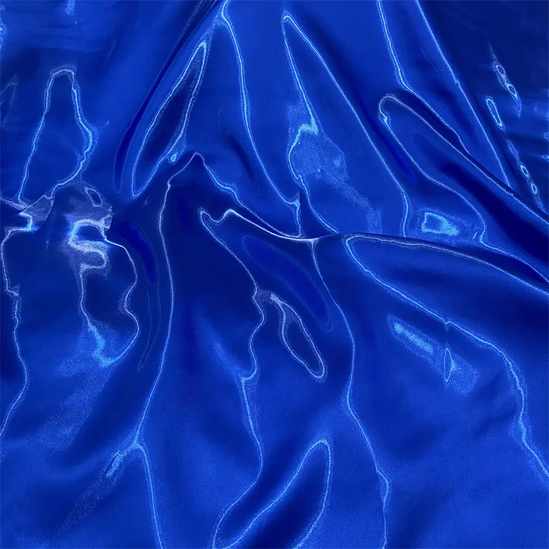 Luxury Glossy Liquid Satin Metallic Fabric Solid Color Crystal Silk Satin Wedding Gift Clothing Designer Fabrics Textile