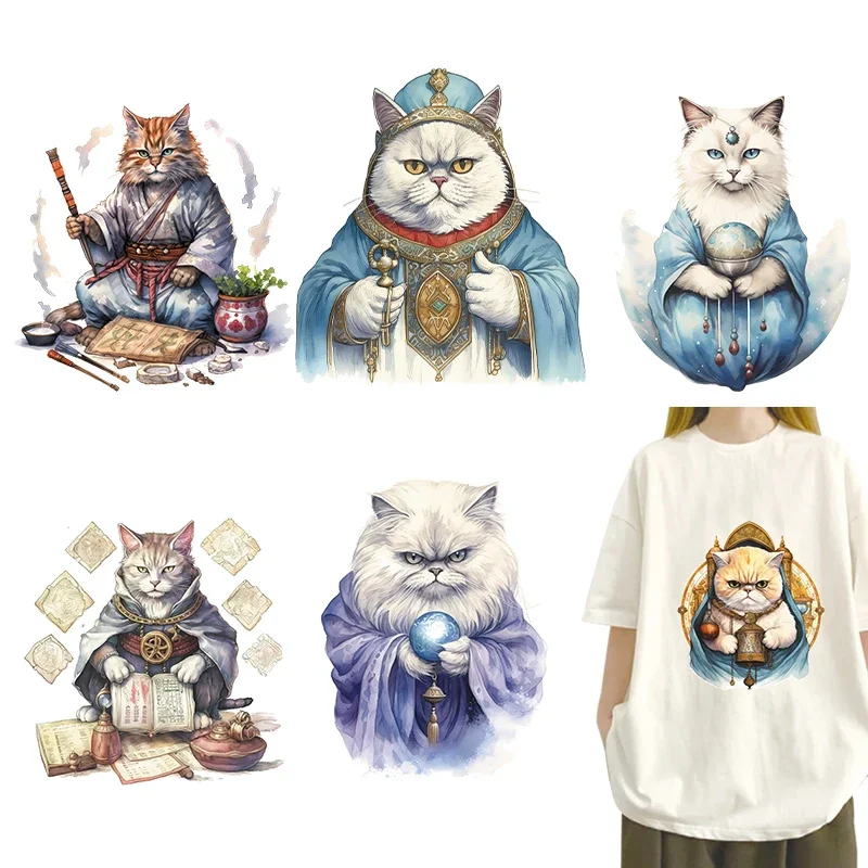 Witcher Cat Iron on transfer for clothing Watercolor Wizard Cat Magic Ball dtf transfers ready to press Heat Transfer Printing