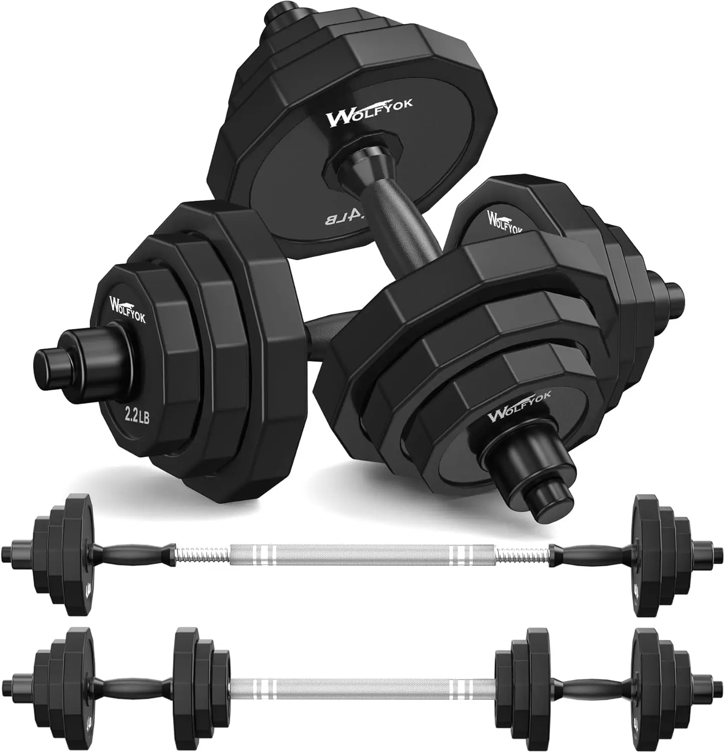 Adjustable Dumbbell Sets 22-88Lbs with Solid Steel, Barbell Free Weight Set Workout Home Gym Equipment for Strength Training