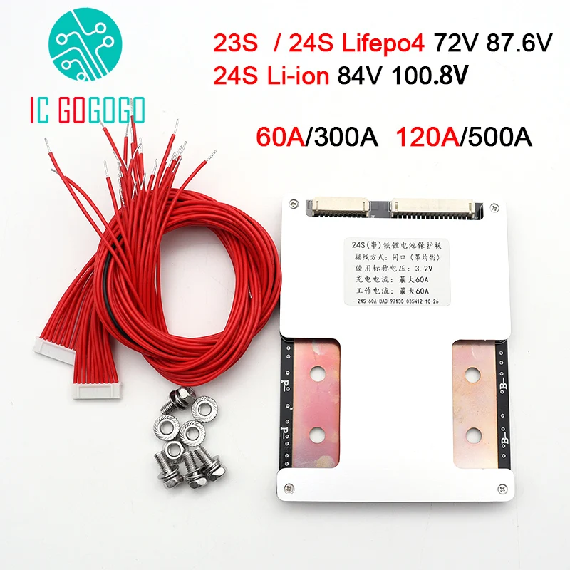 23S 24S Lifepo4 Li-ion 72V 84V 100.8V Lithium Battery Protection Board ion LFP pack BMS 60A 120A 300A 500A with Balance 87.6V