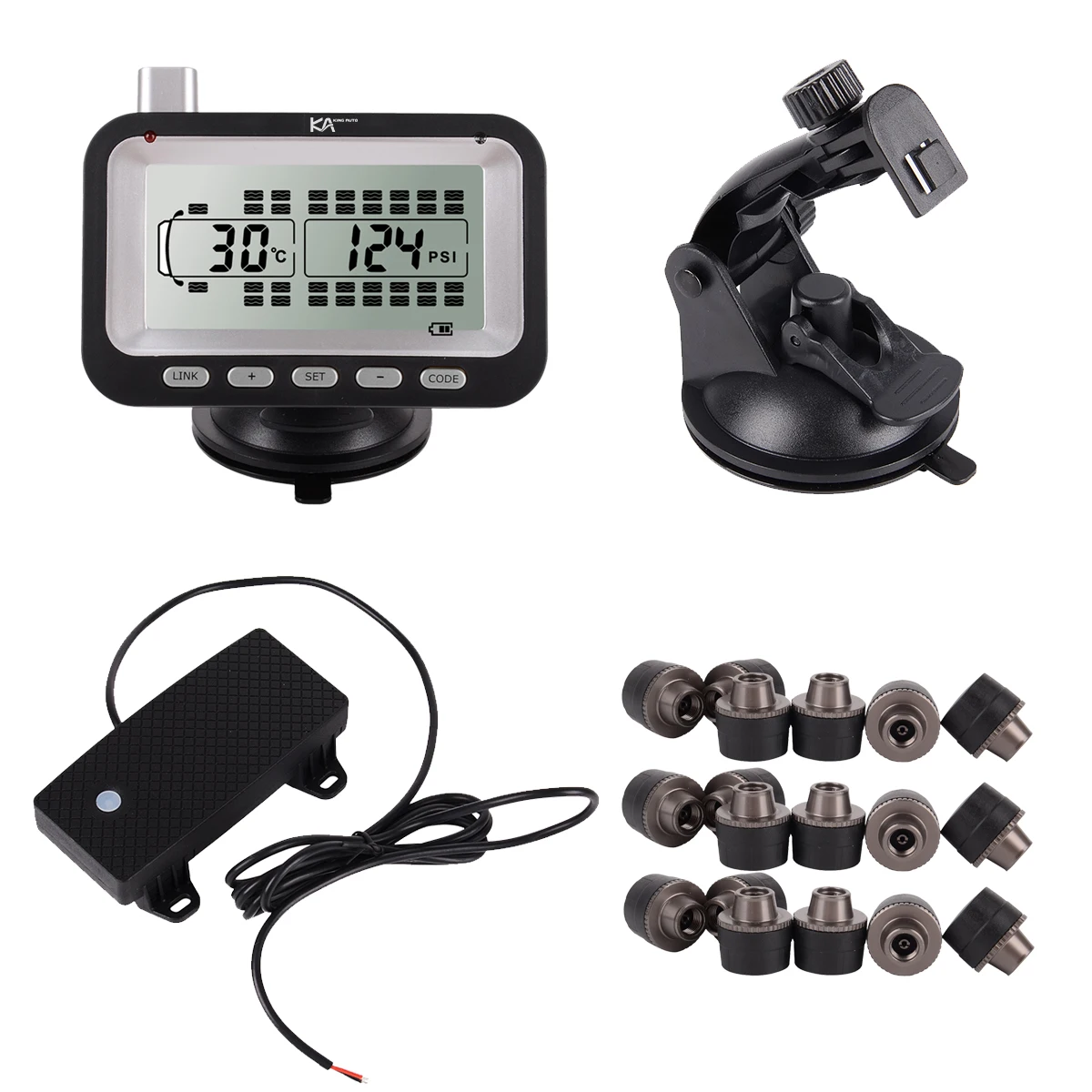 

12 Sensors/tires Tpms Pickup Tire Pressure And Temperature ( 12 External Sensors + 1 Repeater )