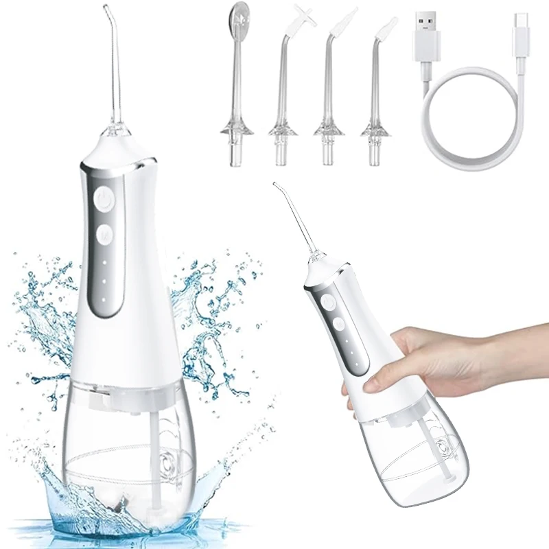 Dental Oral Irrigator Water Flosser Thread Teeth Pick Mouth Washing Machine 5 Nozzels 3 Modes USB Rechargeable 300ml Water Tank