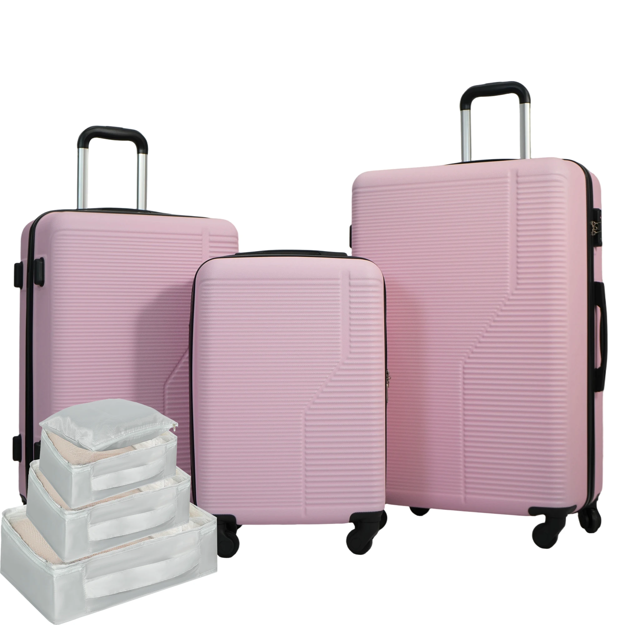 

Travelhouse 3 Piece Luggage Sets with Packing Cube, ABS Hardside Suitcase wiht Spinner Wheels, TSA Lock,Carry on Luggage Set